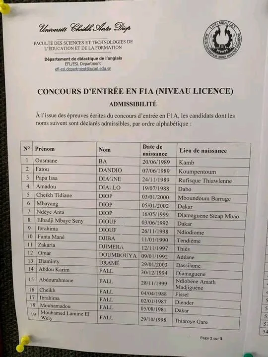 Concours FASTEF section F1A Anglais