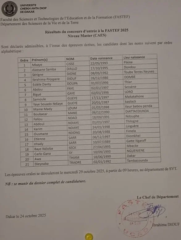 Master SVT FASTEF/UCAD